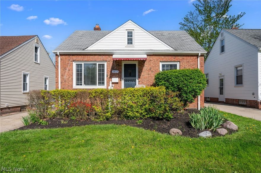 Welcome to 1617 Fruitland Ave, an attractive brick Mayfield Heights Cape Cod located in a convenient location! Walk into an inviting living room, with beautiful hardwood floors, and large windows creating great natural lighting. The kitchen includes a charming dine-in area with upgraded cabinets with plenty of space to store! The first level also includes 2 spacious bedrooms, both with hardwood floors, and a modernized bathroom. Upstairs offers a spacious master bedroom with built-ins and room for storage. The basement has a finished area perfect for entertaining and includes a new and improved wet bar, with a second bathroom, and laundry! Private fenced in backyard with new concrete patio (2025) perfect for a relaxing evening. Close to the highway and many amenities Mayfield Heights has to offer including shopping, restaurants, playgrounds, and within walking distance to the new Mayfield Heights Pool and Community Center!