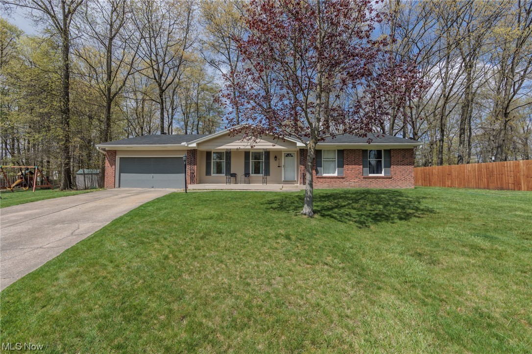 One floor living at it's best, this lovely Stow ranch has 3 bedrooms and 2 full bathrooms. This large set up features a sunken family room with fireplace, large formal living and dining rooms, and an eat in kitchen. The bedrooms are spacious, with the master being a suite. Natural wood floors run through the living room and bedrooms. A partially finished basement, nice yard on a cul-de-sac, attached 2 car garage, porch, patio, and much more.