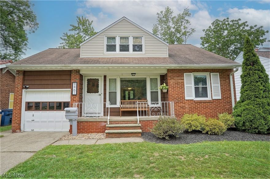 Welcome home to this charming three-bedroom, two full bath, brick front Cape home. Come on in from the covered porch to this stunning home offering a large living room with hardwood floors throughout the home and dining room with French doors leading to the deck (recently stained) that overlooks the beautiful fenced in backyard which is great for entertaining or just relaxing. The large bright kitchen has updated counters, newer flooring, dishwasher, refrigerator, and stove that stay. There are new vinyl windows to let the natural light to shine through. Two bedrooms and a full bath finish the first level. Upstairs you have a large master bedroom, large closet and full updated bathroom. Full basement partially finished, laundry area, glass block windows, great storage space, plenty of room for workout area, office, etc. Newer vinyl siding, newer thermostat, updated electrical. Close to nature and trails at Metro Parks. Easy access to airport and downtown. Precious memories begin right