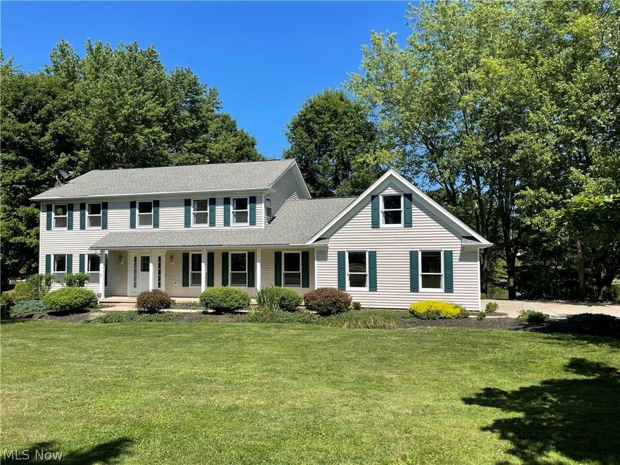Welcome to this beautiful 4/5 Bed 2.5 bath 3+ acre colonial. Spectacular views of your own lake. Enjoy fishing, ice skating or taking the paddle boat out and just relax. 3 Bedrooms plus the master are all on the second floor. Family room, living room and a formal dining room are all on the main level including an office or 5th bedroom. Laundry room is on the main floor as well.  Downstairs is the finished walk-out basement. Large rec room, utility room and a 6th bedroom if need be. Kitchen appliances stay and are 3 years old. The HVAC was replaced less than 2 years ago. Foxwood Farms neighborhood is minutes away from Award winning West Geauga schools. This house is on a community sewer, so no worries about septic. Have Dogs? Invisible Fence and collars stay with the property. Come take a look at this close to everything relaxing getaway.