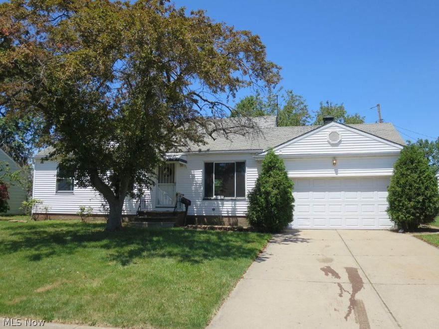 Lots of room for you in this three bedroom ranch with a full basement with a full bath. Located on a pleasant street of well maintained homes. Large 2car attached garage with a good floor and newer sidewalk and driveway. Private back yard.  This is a Fannie Mae HomePath property.