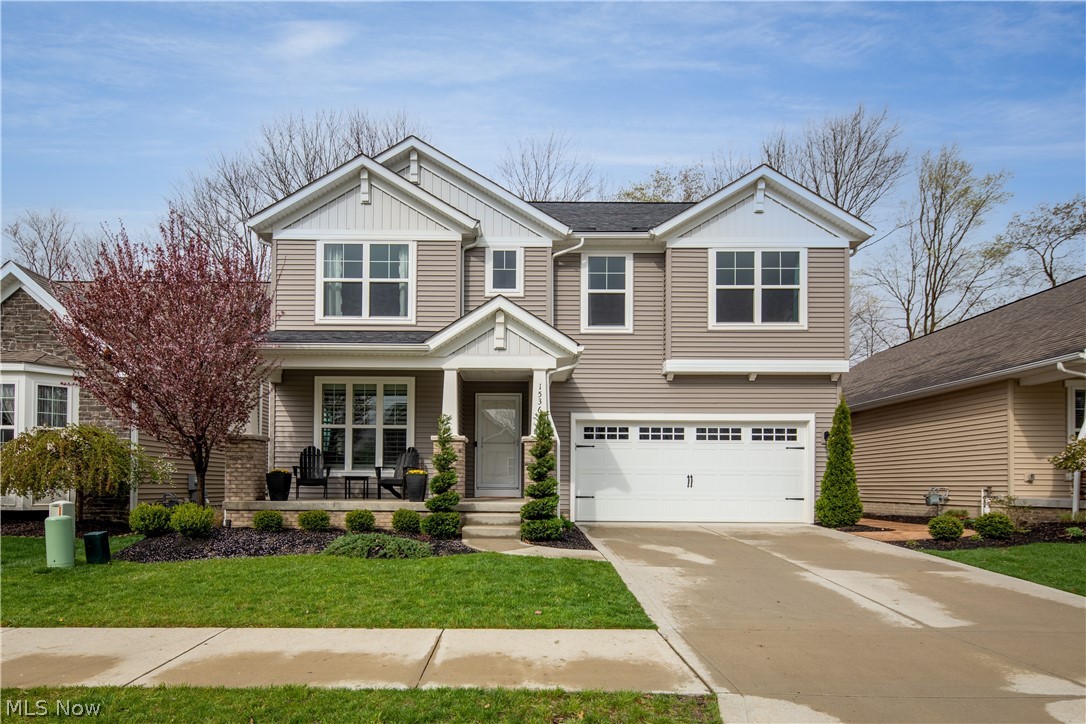 Gorgeous craftsman style colonial now available in the sought after Brunswick Lake community. Located in a cul-de-sac on 1.5 miles of Medina County Park District trails bordering Brunswick Lake with over 70 acres of nature preserve! Enjoy carefree living with restaurants, shops, and entertainment within a half mile walk, conveniently located just minutes from I-71! This home is the very best of contemporary updated living w/cozy ambiance. Hardwood floors flow throughout main level where a gorgeous stone feature fireplace, elegant wainscoting & crown molding adorn the modern open floor living where everyone can be connected. 10' ceilings & tall windows let in lots of natural sunlight. The dining area flows out to the stamped concrete patio & fully fenced yard w/beautiful landscaping. The adjoining kitchen has a large island, granite countertops & contemporary antique white shaker cabinets. The 1st floor study is perfect for an additional living area or office space. You'll love the rela