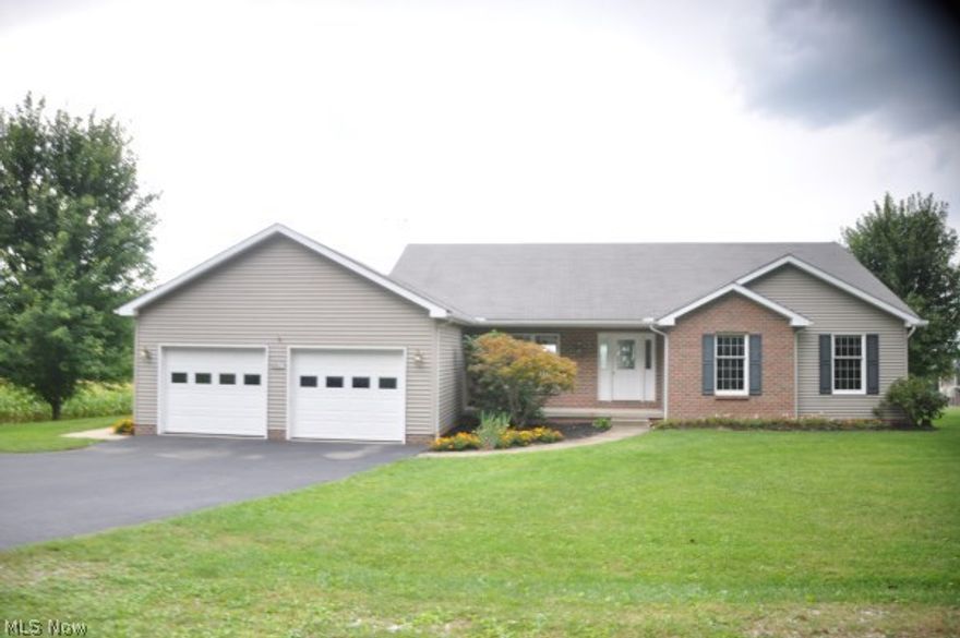 Custom design ranch on a picturesque rolling 3+ acres with an addition 2 car garage with a walk-up to a spacious game room. The 1968 sq. ft. home with vaulted hardwood foyer welcomes guests to this open design spacious vaulted great room w/full view of the rolling manicured acreage. Adjacent for entertaining is the formal hardwood dining room. the well appointed kitchen w/large dining area & relaxing view open to the 50 x 10 deck for year round enjoyment. The entry from the 2.5 car garage gives access to the 1st floor laundry & half bath. Three bedrooms w/generous closets & 2 full baths includes a master suite with large walk-in closet & spacious two-room bath w/garden tub & 4' shower stall. The full walk-out basement has a 50 x 14 rec room that opens to a large patio for total enjoyment of this unique property.