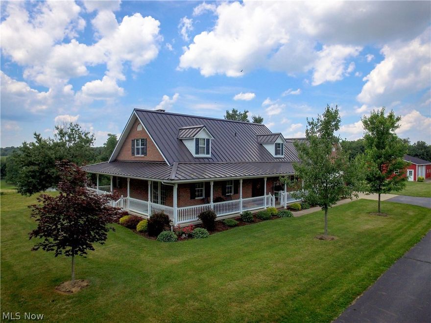 Auction on 7/25 at 6PM: A pristine offering in a private setting with acreage, custom brick home, and nice horse barn. This is a one owner home & was built in '94 with many updates. The main floor features a beautiful spacious Schrock’s kitchen- quartz countertops, fully equipped with appliances, dining room, large great room featuring a fireplace with exposed 2nd story cathedral ceilings, large master suite with full bath, laundry room includes a full bath, an additional ½ bath along with an open entry way leading to the open staircase for the upstairs. 2nd story features a landing area for office/sitting area, 2 bedrooms, a full bath & additional bonus room. Full finished basement is mostly open with large rec & family room area, office, & storage room. The home has a 2-car attached garage as well as a wrap around porch accessible from nearly every main room of the house. Utilities to the home feature private well & septic, geothermal heat, central air, natural gas hot water heater,