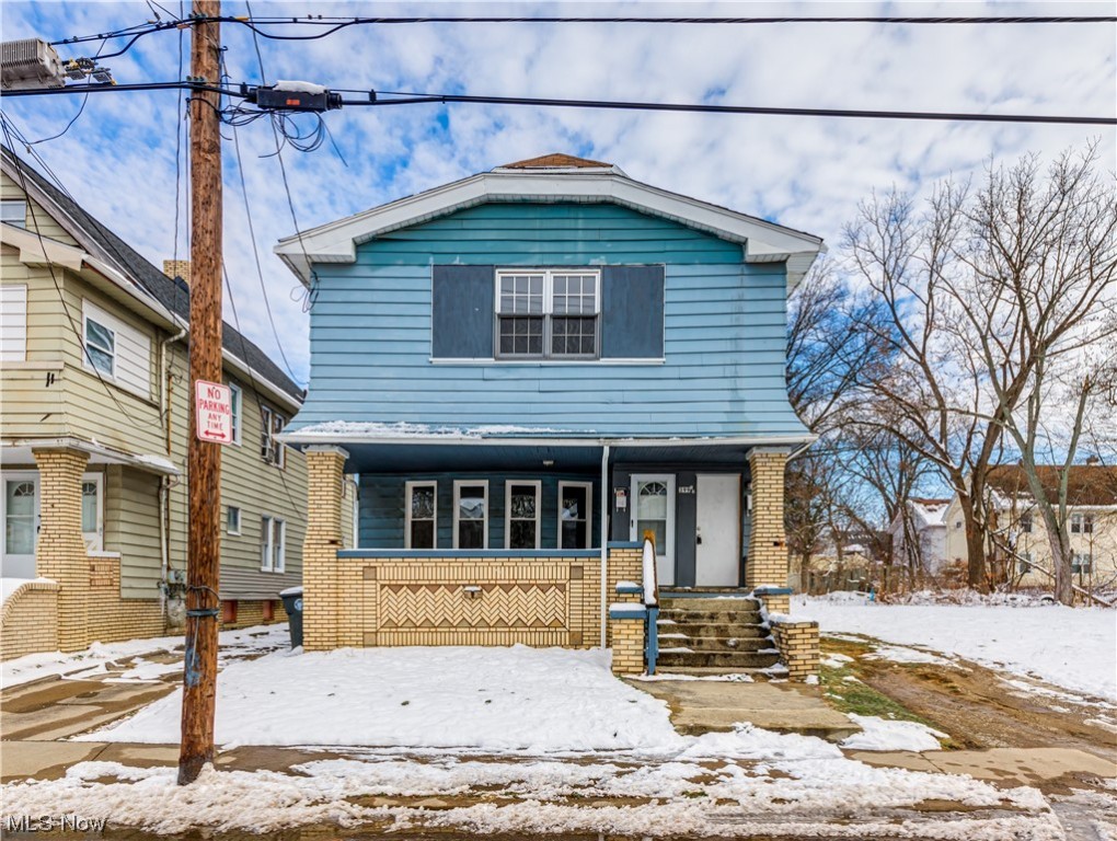 Large two-story duplex features 2 bedrooms, 1 full bath in each unit. Added space in the attic that needs finishing touches for upper unit. Both bathrooms have been updated. Front porch deck wood was been replaced. Updated electric and plumbing. Furnaces approx. 11 years old. All windows are vinyl with glass block windows in the basement. Tenant pays all utilities except for water/sewer/trash which is paid by owner. Both units rented for $750. Down unit is currently vacant. ***Highest and Best offers due by 10am on 12/24/23.