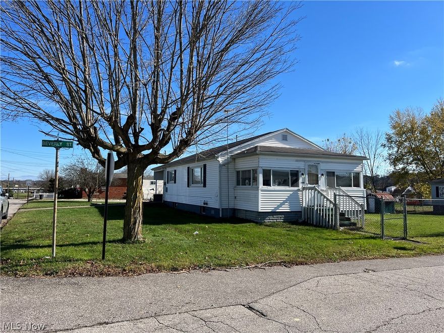 OPEN Concept: Nice size living room and eat in kitchen. 2 bedroom 1 bath. Ranch/one floor living ...  sitting on corner with 3 lots.  Home offers a nice 2 stall oversized detached garage as well as a carport attached to home. Full Basement... could be finished or used for storage.  1 year old HAVC system. Cute house, priced to sell.