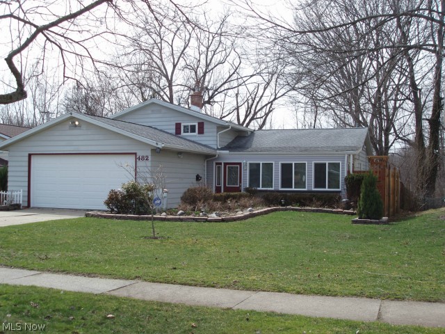 Nicely updated 3 level split. Lower level Master Bedroom with Fireplace. Newer Furnace and A/C... Enclosed front porch. Patio Room addition off Living Rm.
Heated Garage with sink and extra storage.