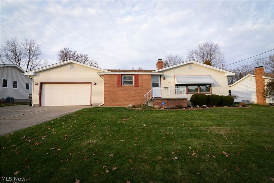 Well maintained and kept ranch in Austintown. This 3 bedroom 2 1/2 bath ranch has excellent closet space throughout! The Home features beautiful hardwood floors in all the first floor living and bedrooms. Long entry foyer leads to the spacious living room with great natural lighting, wood burning fireplace and neutral paint tones. The kitchen has lots of well kept original cabinets and appliances stay. The large dinette has a built in china cupboard and doors out to the large covered patio that you will definitely be able to enjoy during the warmer months. First floor half bath and full bath! Spacious bedrooms. The finished Family Room in the basement has updated carpeting, is paneled and has tons of potential for multiple uses! Huge unfinished side of the basement houses the utilities and laundry facilities! Full bath with shower in basement. Updates include electrical panel 2015, glass block windows. Newer replacement vinyl windows and a newer roof. Central Air. Nicely kept shed. Spa