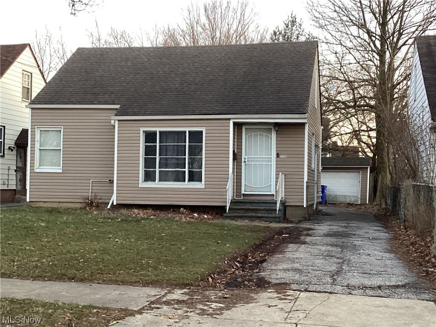 Welcome to this wonderful & quaint Bungalow Style Home! Well maintained and updated this home feature 3 bedrooms, 1 bath. Updated Kitchen and Bath! 2 beds on First floor and 1 Spacious bedroom on the second. Mechanicals in Good condition. Home currently has a tenant paying $1000 a month for rent. This home could be a Great Income property for a portfolio. Also being offered as a package deal in tandem with 17205 Lotus Dr, Cleveland, OH 44128 which is currently rents for $900 a month. Both homes together producing $1900 in Cash Flow and could be more! Inquire about this deal today!