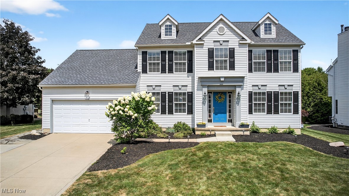 Discover a delightful “surprise” – both for those buyers seeking and missing out on quality listings, as well as our very sellers who were not expecting to list 5640 Trystin Tree after investing time, energy, inspiration and considerable capital into making this property a forever home whose aesthetic allure is only rivaled by its mechanical prowess! This classic 4BR, 2.5BA Colonial in Medina's very coveted and picturesque Turnberry Neighborhood will satisfy every vital aspect on your home buying checklist. The floorplan is seamlessly flowing & showcases classic appointments such as gleaming white upgraded crown moldings, distinctive wainscoting, richly hued flooring in the entry, dining room and kitchen, as well as common areas that are sundrenched, expansive & inviting. The oversized kitchen straddles between the formal Dining Rm as well as an welcoming Family Rm with a stately fireplace. All SS Appliances + 1st Floor Laundry Appliances convey with the home. Sliders to the lush, well-manicured rear yard (professionally maintained) sans rear neighbors showcases a beautiful stamped concrete patio, draped pergola, playset+rear shed to optimize garage storage. The winding staircase to Level 2 hosts 4 BRs/2 Full Baths. The vaulted Primary Suite w/large WIC+indulgent full bath features soaking tub & custom vanity with twin sinks for a look that will not be replicated on your home tour. The A+ Lower Level is a gameday dream with ample gathering areas & cavernous storage. Roof, HVAC, H20 Tank, Lighting & all carpeting & basement flooring are recently upgraded and peace of mind is yours w/ the professional waterproofing with transferable warranty, "EZ Breathe" Air Cleaning System as well as sump pump with battery back-up. The property has been professionally painted from top to bottom in a cheerful, positive color palette. What’s Missing Here? YOU!