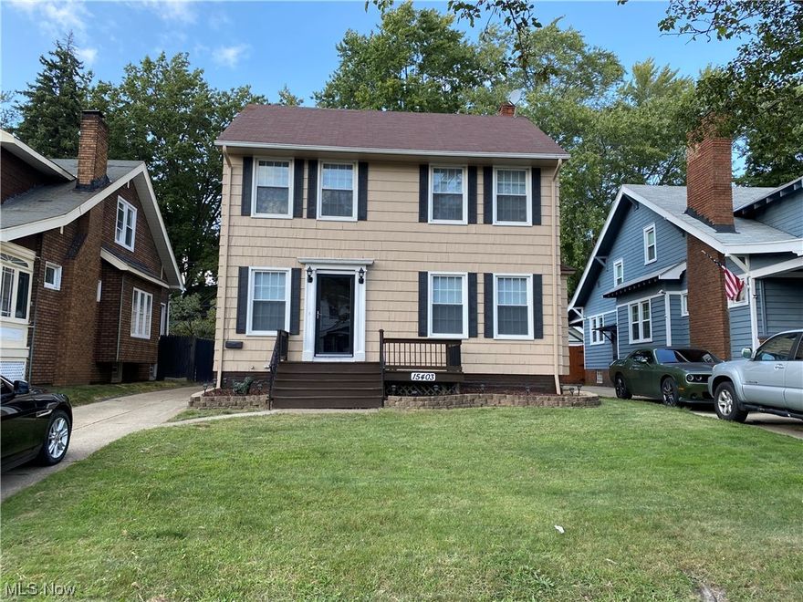 This 2-story 3 bedroom, 1.5 bath Colonial Style home is move in ready! Step inside to the warmth of natural sunlight from almost every angle.  The living room has been freshly painted and anchored by a vent less fireplace, and has an attached enclosed 4 season room.  The updated kitchen is modern with open shelving, new flooring, and all appliances stay. Freshly painted three bedrooms on the second floor are each equipped with ceiling fans and new flooring.  Also, on the second floor you will find an additional 4 season sunroom.  In the lower level of the home you will find an office area, half bath, a built in bar, fireplace, and lounge area for your entertainment needs.  The backyard offers an updated, freshly painted two-tiered deck, perfect for weekend cookouts with family and friends.  Outside the back door, is a cozy patio perfect for enjoying smores with the family around the fire pit!  This home is situated in a fantastic location! Minutes away from downtown Cleveland, local schools and daycares, Wildwood Metro parks, Euclid Beach and Waterloo art district.  Make your dream a reality and schedule your tour today.  This home will not last!