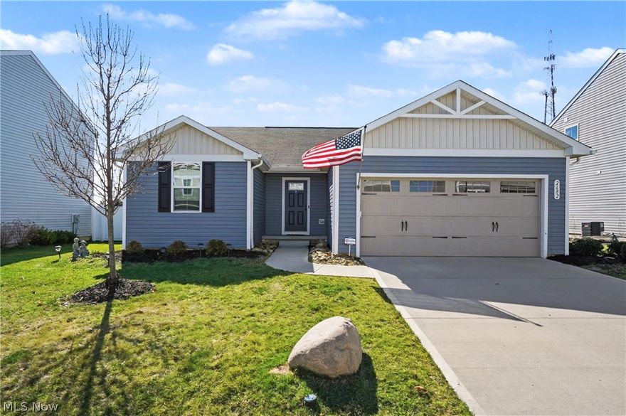 Built in 2020, this move in ready ranch home blends modern efficiency with easy one floor living.  It boasts an open floor plan with durable luxury vinyl flooring throughout the main living areas. The kitchen, dining, and living spaces flow together seamlessly.  Perfect for everyday living or entertaining.  Three comfortable bedrooms and two full bathrooms give room to spread out.  The laundry room is located conveniently on the main floor.  The full unfinished basement offers incredible potential for future living space, storage or a dream rec room.  Attached 2 car garage.  The neighborhood includes a park with pavilion, grills, basketball court and playground. Make this home yours today.