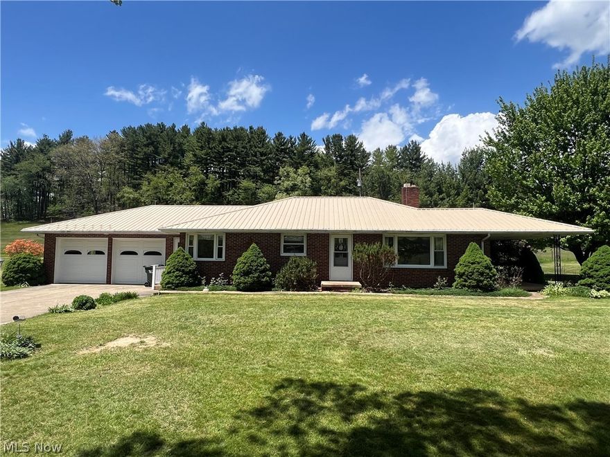 Come take a look at this 1955 sq ft 3 bedroom, 2 bath brick ranch built in 1959 with major remodel/updates in 2009.  Great country location just 2 miles from town. Former Williamson’s Tree Farm. Main floor includes oak kitchen with lots of cupboards, movable center island, and dining area. 3 bedrooms with hardwood flooring. Large living room with hardwood flooring, and full bath. Finished basement has family room with brick fireplace, full bath with heated tile floor, and laundry, utility, and storage area. 2790 total sq ft. Also has an inground pool and Generac generator. Epoxy flooring in attached garage and patio. Huge 40x60 detached insulated and heated garage with two 12’ doors on 7.467 acres with 636’ of road frontage. Home has gas forced air heat, central air, well water and septic system. New well pump and water heater. Newly surveyed into 1 parcel.
