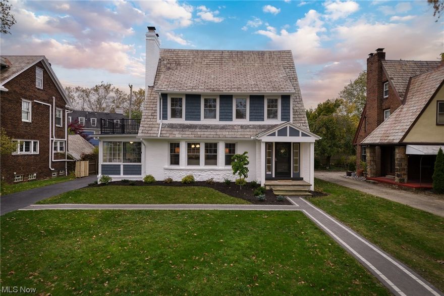 Welcome to this exquisitely designed Shaker Heights colonial! This 5 bedroom 3 bath home is absolutely stunning and has been extensively renovated from top to bottom. It has all of the classic Shaker Heights charm you love, AND the expensive improvements throughout!  The entire home has brand new Pella windows, a brand new heating and cooling system throughout, freshly painted exterior with new siding, brand new kitchen, baths, and so much more.  You are immediately greeted by the impressive curb appeal with new walkway and freshly landscaped yard.  Enter into the charming foyer with custom wainscoting, gleaming, newly finished hardwood floors throughout the spacious living room and formal dining room and bright sunroom. The brand-new kitchen is an absolute stunner with marble tile floors and backsplash, wood range hood, high-end appliance package, gorgeous quartz countertops and plenty of cabinet space...the convenient first floor powder room completes the first floor.  The second floor has 4 sizable bedrooms with hardwood floors, including a main bedroom with fireplace and private outdoor porch!  The 2nd floor full bath has a beautiful, tiled floor and tub/shower surround.  Walk up to the 3rd floor and 5th bedroom, perfect for either an owner's suite or guest suite with additional full bathroom with walk in shower...This home has a clean full basement for plenty of storage, a two car garage, and private fenced yard!  This home is absolutely beautiful and a MUST SEE!!
