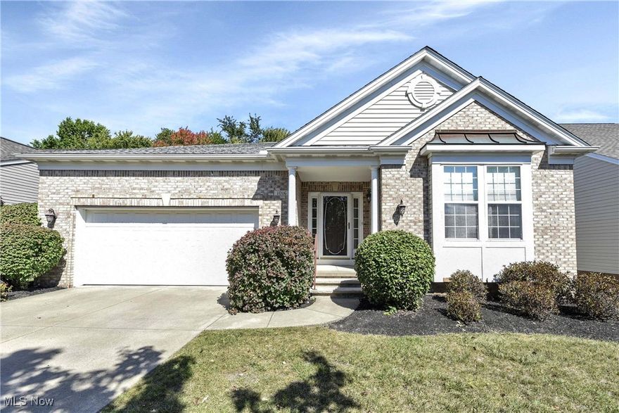 Hard To Find Ranch Style Cluster! Enjoy an open floor plan with high ceilings and white woodwork. The welcoming, large foyer features wood floors and elegant wainscotting. Off the foyer are the 2nd bedroom, full bath, and an office that could be used as a guest bedroom or den. The foyer leads to the vaulted main living area. A large dining room is perfect for special occasions. The great room features an elegant corner white wood wall fireplace and a wall of windows, offering ideal space for daily living and entertaining. The eat-in kitchen has a center island, oak cabinets, and a spacious eating area with access to the large private deck. The master suite offers a tub, shower, dual sinks, and a large walk-in closet. The 2,000+ sqft basement has a half bath and workshop. It is ready for your dream rec room. Relax and unwind on the private deck overlooking the wooded backyard. Landscaping and snow removal are included in the Stratford Village $115 monthly fee. The home is close to Broadview Hts Recreation Center, Golf, and Metro Park. New Hampton Neighborhood Amenities include a pool, playground, clubhouse, trails, and more!