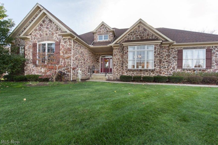 Stunning Monticello custom ranch home on cul de sac that you will fall in love with! Spacious 3 bedroom, 3.5 bath, over 3000 square feet PLUS about a 1,000 square feet finished in lower level. Three car side load garage! Lovely covered patio off dinette...a great place to relax! The kitchen features Mullet cabinets, granite countertops, tile backsplash and commercial grade Jenn Air stainless appliances. 6 burner stone and double convection oven. Open floor plan with kitchen opening to the dinette and hearth room with a gas fireplace. Bright sun room with French doors and a skylight. Great room with double crown molding and gas fireplace. First floor laundry with tile floors. Master suite with walk in closet, tile floors, dual sinks, marble walk in shower and jetted tub. Bedrooms two and three share a Jack & Jill bath. Finished lower level with rec room and full bath. Formal dining room with tray ceiling and transom windows. Upgrades include 6 panel doors, full yard irrigation system, w