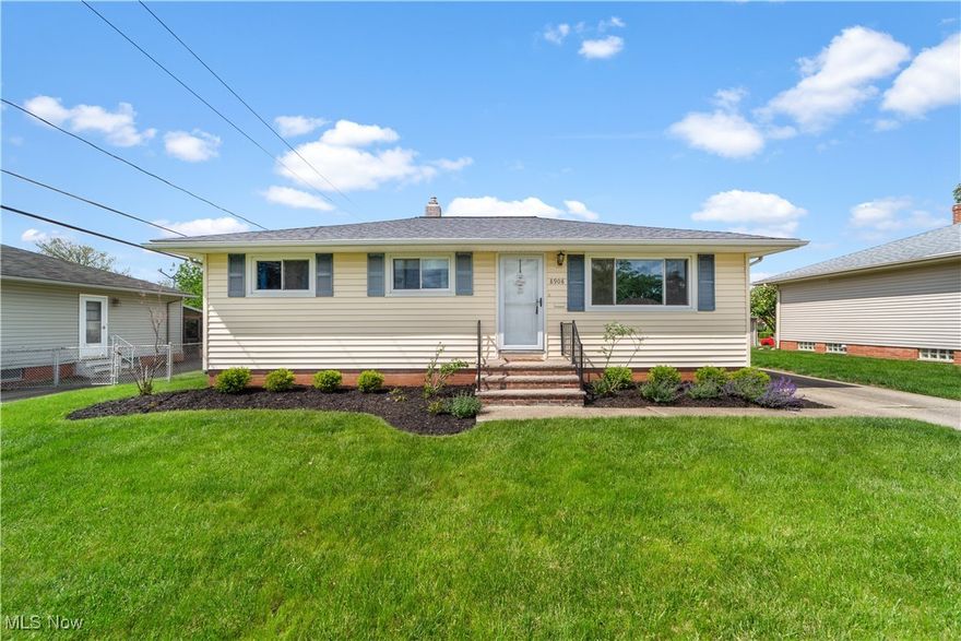 Well-maintained ranch on a quiet Parma street with a spacious layout and huge finished basement. This three-bedroom, 1.5-bath home offers comfortable, easy, one-floor living with many recent big-ticket updates. The main floor features a bright and open living room and dining area with hardwood floors, and excellent natural light. The spacious kitchen includes abundant cabinetry and plenty of workspace, ideal for those who love to cook or host. One of the bedrooms includes a private half bath for added convenience. The finished basement is a standout feature—offering an impressive amount of space for a rec room, home gym, media area, or additional storage. Major updates include: furnace and central air conditioning (2023), hot water tank (2023), and new windows (2022). Additional highlights include vinyl siding, replaced storm doors, a two-car garage, and a large covered patio—great for relaxing or outdoor gatherings. Clean, solid, ready for its new owners, this is a fantastic opportunity in a desirable Parma location.