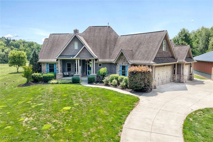 Gorgeous custom built ranch in Springfield Township! This 4 bedroom 3.5 bath home on 4.8 acres will have you swooning. As you enter this open concept home you're invited by tall tray ceilings with elongated windows for natural light to saturate the space. Through the front door, you have a bonus space that could be a great home office. The beautiful open kitchen with a sunken living room is perfect for entertaining next to the gas fed wood burning fireplace.Two bedrooms with full Jack and Jill bath step right off the living room. The Owner's suite on the opposite side of the house allows for more privacy. This room is complete with gas fireplace, 2 separate closets as well as an on-suite bath with jacuzzi tub, oversized shower, and double vanity sinks. To top it all off this suite also offers access to the back terrace. The view from the stone patio is breathtaking as you overlook the privateness of it all. The basement of this home offers many opportunities to make this extra entertainment space your own with room for a home theater or even a game room! This basement also offers 2 additional storage spaces, a full bedroom, and an additional full bathroom. This home is complete with a 3 car garage and an additional out building with electric already installed! Schedule your tour today!

Items that do not covey with the home are the saw blade on the exterior of the out building, the pool lamp in the basement, the terrace and lollipop tree in the backyard.