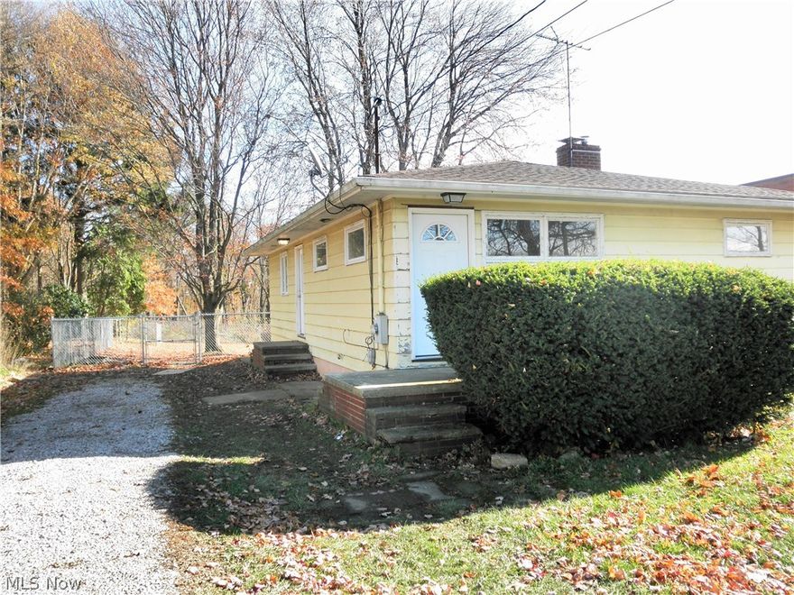 One floor living in this Ranch on almost 1 acre on 2 parcels.  Refinished Hardwood floors (2013) throughout living room, bedrooms and hall. Eat-in kitchen with wrap around cabinetry.  Full spacious basement ready to be finished with wood burning fireplace.  Partially fenced, (2016) wooded backyard.  Updated mechanicals include Furnace 2014 and AC 2016. Additional gravel added to the driveway (2016). Home needs TLC, AS IS, conventional financing or Cash only. Home Warranty included!