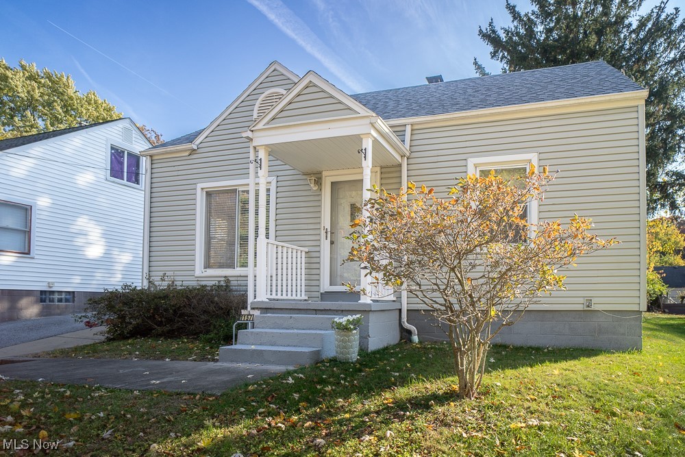 Wonderful cape cod on quiet street 3 bedroom 1 bath, plus 1 car garage. Oak kitchen with eating area. The bathroom has been updated. Two bedrooms on the first floor and the second floor is a large 3rd bedroom with knotty pine paneling carpet and wood flooring. Basement is good shape. House and garage is vinyl sided. Roof tear off approx 2024,Vinyl sided approx 2014, Furnace approx 2019. Updated windows, security block windows, and 100 amp service