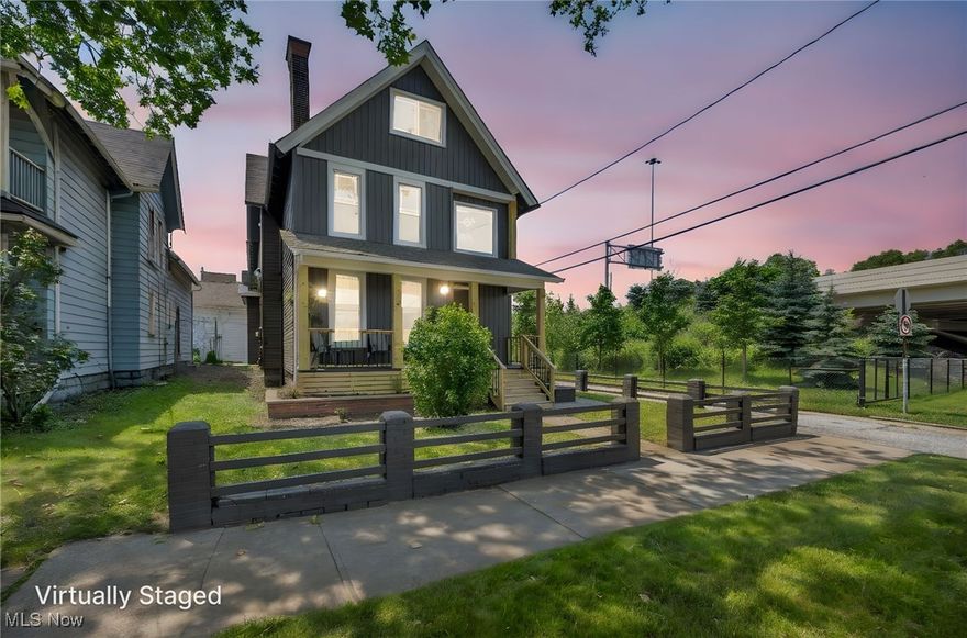 Luxury Living Meets Urban Cool, Steps from Lincoln Park & Downtown Tremont. This completely renovated 5-bedroom, 3.5-bath masterpiece is designed for flexibility and fun,whether you're entertaining, hosting family, or investing in a premium short-term rental. With two private owner's suites, it's perfect for multi-generational living or luxury guests.Indulge in spa-level bathrooms featuring heated floors, a heated towel rack, and Bluetooth speakers in all main baths. The sleek second-floor wet bar/lounge offers stunning skyline views, while the basement delivers speakeasy vibes. Complete with a custom doggie shower for your four-legged friends. Enjoy your morning coffee or evening wine on the inviting front and side porches, or take a short stroll to Lincoln Park, just across the street. You're also within walking distance to the heart of downtown Tremont and only 5 minutes to downtown Cleveland. Modern. Stylish. Versatile. This home checks every box. A true urban retreat with serious wow factor!