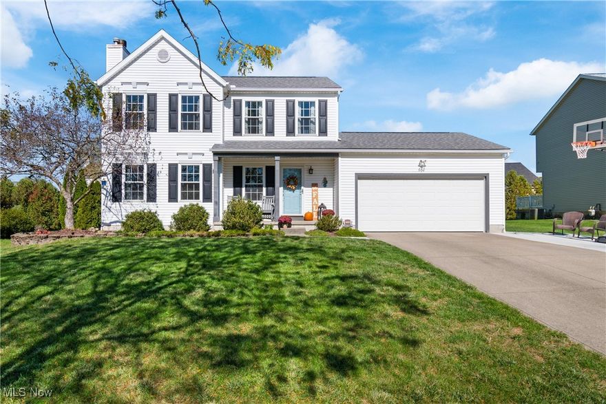 Step into comfort, style, and peace of mind with this beautifully maintained colonial in the sought-after Wintergreen neighborhood. From the moment you arrive, the charming curb appeal, manicured lawn, and welcoming front porch set the tone for what awaits inside. The spacious living room invites you to unwind with its rich wood floors and cozy gas fireplace. Natural light fills the open layout, seamlessly connecting the dining area and kitchen, where stainless steel appliances and a view of the backyard create a space that’s both functional and welcoming. Convenience is key with a main-level laundry room and a guest half bath just steps away. Upstairs, retreat to your private primary suite, complete with a walk-in closet and en suite bath. Two additional bedrooms offer generous space for family, guests, or a home office, along with an full bath. The finished lower level adds valuable living space—ideal for movie nights, a home gym, or a playroom. Step outside to your backyard featuring a custom stamped concrete patio and built-in fire pit, perfect for entertaining or relaxing. Nestled on a quiet street, this home is just minutes from Wadsworth schools and YMCA. Key updates include: roof-13-15yrs, furnace-5yrs, a/c-2yrs, windows-6yrs, hot water heater-7-8yrs.