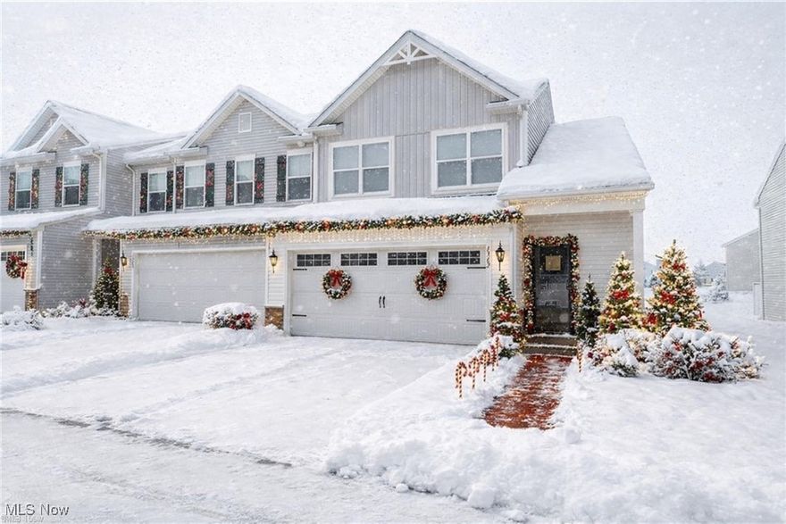 Welcome to this stunning 4-bedroom, 2.5-bath end-unit townhome, perfectly positioned on an oversized premium lot in the highly desirable Forest Lakes community of Uniontown. From the moment you step inside, you’ll appreciate the bright, open-concept design featuring 9-foot ceilings and a seamless flow between living spaces. The main level impresses with new porcelain tile flooring, custom recessed lighting, and a spacious living and dining area ideal for gatherings. The chef-inspired kitchen offers a gas range, Bosch dishwasher, and stylish modern finishes—perfect for cooking and entertaining. Upstairs, you’ll find gleaming hardwood floors in the hallway, plush luxury carpeting in the bedrooms, and porcelain tile in the bathrooms. Additional updates include fresh paint throughout and upgraded doors, adding a refined touch to every room.
Step outside to the extended patio, offering plenty of space for relaxing, grilling, or hosting friends. Residents of Forest Lakes enjoy access to a community park, playground, pavilion, and walking trail, creating the perfect balance of nature and neighborhood living. Located in the award-winning Green Local School District and just minutes from shopping, dining, and major highways, this home delivers the ideal mix of comfort, quality, and convenience.Don’t miss your opportunity to call this move-in-ready townhome your own in one of Uniontown’s most desirable neighborhoods!