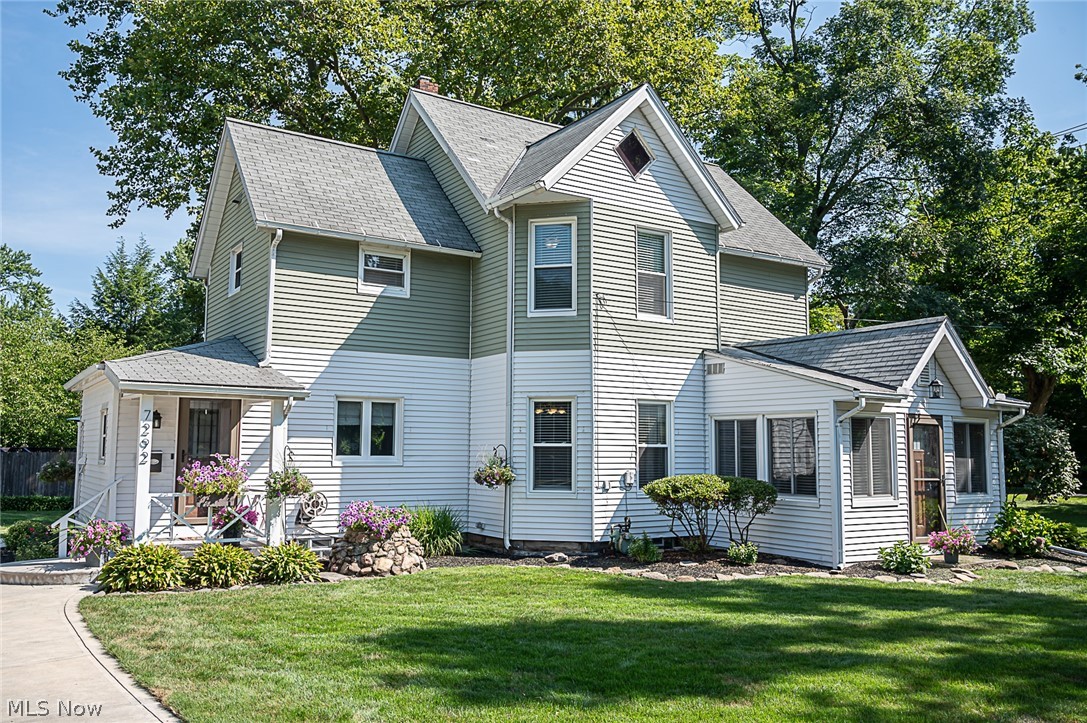 Charming century home right in the heart of old Mentor. Loaded with updates! Spacious living and dining rooms with newer carpeting and neutral decor throughout! Kitchen updated (2019) with stainless steel appliances, counter tops, cabinets, flooring and sink. Beautiful 4 season sun room with built-in bookshelves. 3 bedrooms up including nice size master suite with large walk-in closet. Some of the major renovations include entire home updated electrical, panel/meter base & mast and master bath remodel (2015), Furnace & central air installed, air purifier, humidifier, Hepa air cleaner, Aprilaire air cleaner and concrete drive poured (2016), Front yard and irrigation system installed and updated and installed Trex decking on back porch (2017), Windows installed and water heater replaced (2018), Replaced laundry cabinet and installed laundry tub (2019), New exterior fiberglass entry doors and Anderson storm doors and poured new stamped concrete patio and new garage roof (2020). There is