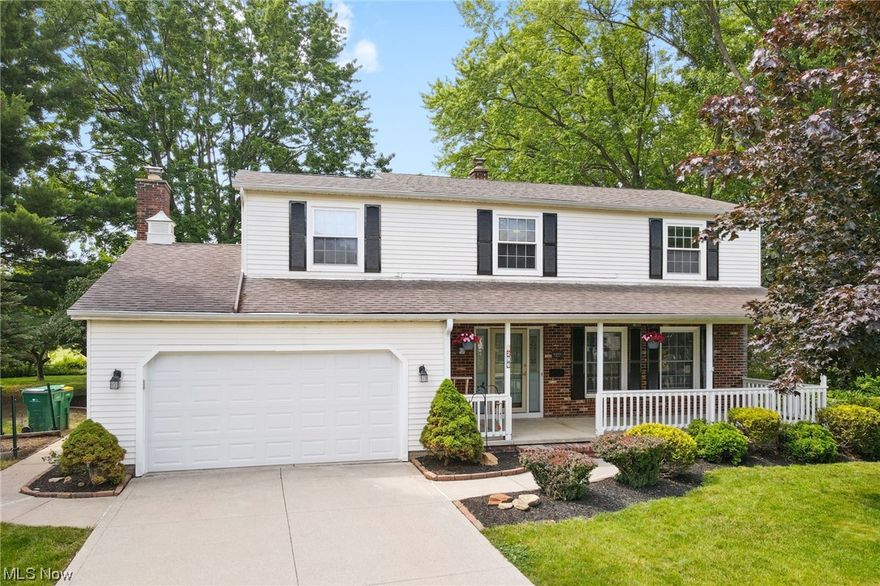 Step inside this Pinegate Colonial and prepare to be captivated by its charm and character. The welcoming front porch sets the tone for the rest of the home, inviting you to explore all that it has to offer. The kitchen and dining areas are perfectly situated between the formal living room and cozy family room complete with a gas or wood-burning fireplace, making it an ideal space for entertaining. However, the real showstopper is the stunning sunroom, featuring vaulted ceilings with skylights, a custom bar, and a sliding glass door to the new expansive outdoor patio, the perfect spot to host guests or simply relax after a long day. Head upstairs and discover the spacious owner's suite, which features a full bath and walk-in closet. In addition to this, there are three generously sized bedrooms and another full bath. Moving downstairs, the expansive basement boasts newer Pergo flooring and offers even more living space and storage options. Bonus room just through the utility room with