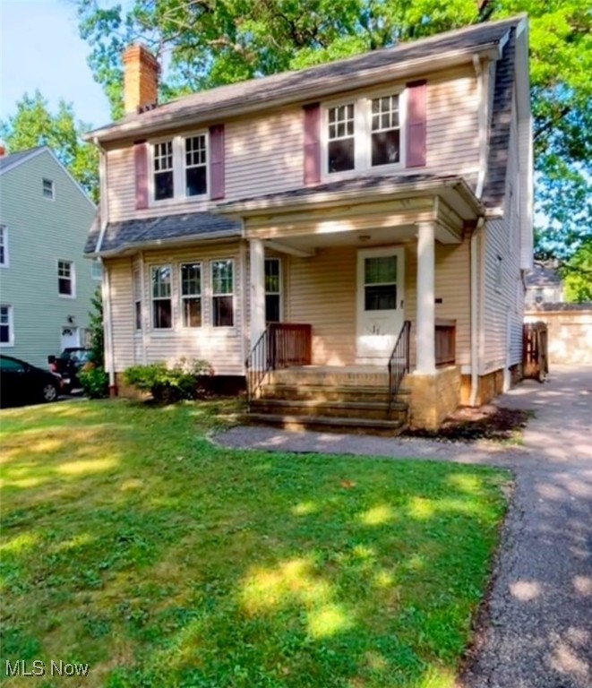 Check out this sturdy 2 story Colonial located South of Monticello Blvd on a lovely tree lined street. This property has loads of character. The property has the original woodwork, hardwood floors, formal dining room and living room with a bay window, and a fireplace with a beautiful mantle. The property has a large first floor sunroom with a large half bathroom. The kitchen is spacious with tons of storage space. On the exterior the property has vinyl siding, a large detached 2 car garage, a newer privacy fence and a large backyard. The property is close to recreation, shopping, schools, public transportation, police and fire. The property is being sold as-is. The seller will make no repairs. Any inspections are for the buyers due diligence only. Buyer to assume the Cleveland Heights Point of Sale.