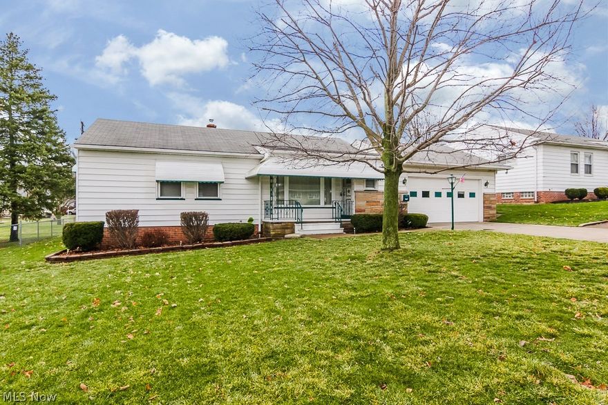 Same owner since 1965.  Solid to the bone.  Desirable South Parma area.  Perfectly situation in the front on Skylark and the back on the cul-de-sac Harold.  Vintage Style Finished Basement.  Vinyl Windows throughout, hardwood floors under carpet.  Each bedroom offer ample closet space.  Enter the home through the front door or safely through the attached 2 car garage.  Exit out the back through sliders off the dining room or from the enclosed 3 seasons patio.  High efficiency furnace and newer water tank.  Updated electrical box with tap and converter for a generator - awesome!  This one's a winner.  Bring your decorative creativity.