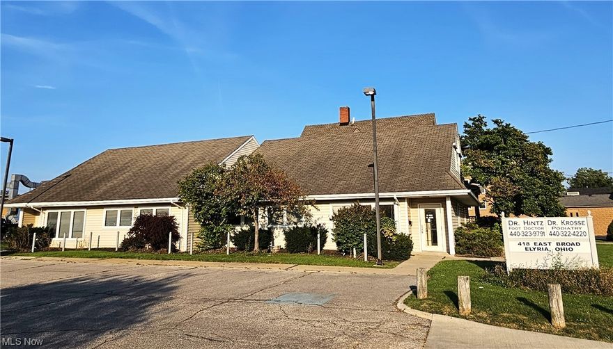 ELYRIA MEDICAL OFFICE BUILDING @ 3,164 SF. Situated in a convenient location, this medical office space provides easy access to/from I-90, I-80, Routes 57, 20, & 301. Only 5min to/from downtown Elyria. Great proximity to major amenities including fast and sit down restaurants, shopping, groceries, and residential neighborhoods. See attached CoStar Underwriting Report, Floor Sketch, and Flyer. BOTH SUITES OFFER: 1600 sq/ft, Lobby/Waiting Area, Separate Receptionist/Admin Area Includes: Desk w/drawers, Storage space & Additional Counter Space, Separate Public & Staff Restrooms, 2 Offices, 4 Exam Rooms-2 w/Sinks, 1 Kitchen w/Cabinetry, Sink, Ample storage, 16 parking spaces/8 each unit. Partial 2nd floor space: Insulated. Unfinished. Ready for buildout as required. 
GREAT SPACE FOR: Med-Spa, Outpatient Clinic/Cosmetic Clinic, Medical Practice, Law Practice, Salon & Spa, Mental Health Clinic, Community Health Center. WITH LIGHT TO MODERATE RENOVATION: Co-Work Space, Health & Wellness Studio, 
Education Tutoring Center, Fitness Studio, Medical Research & Development