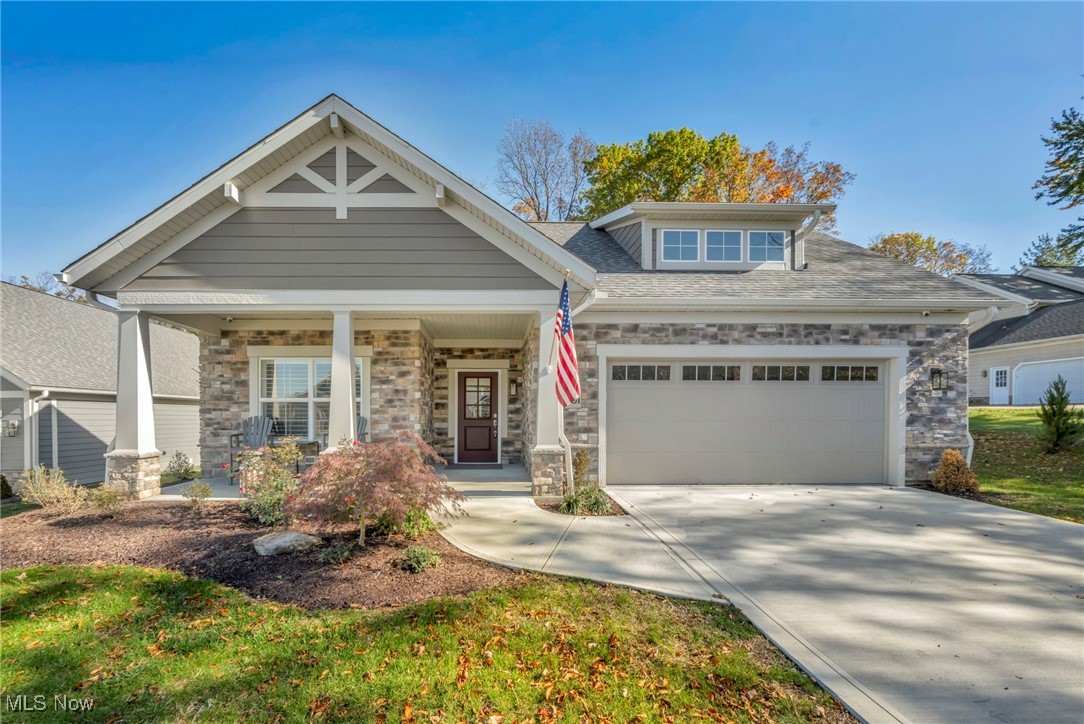 Welcome to The Villas at Canterwood Farms, one of Lake County’s most desirable new luxury communities. This newly built furnished Promenade III Ranch offers 2 bedrooms plus an office (or optional 3rd bedroom) and 2.5 baths, featuring a spacious, functional floor plan with every upgrade imaginable. Enjoy designer stone countertops, a decorative tile backsplash, crown molding throughout, and luxurious walk-in stone showers. Every detail has been curated for refined comfort from the epoxy-finished garage floor and built-in security system to the gas range made for serious home chefs. Step outside to a large partially covered deck, perfect for entertaining or relaxing, or take in peaceful views from your covered front porch. Conveniently located just minutes from shopping, restaurants, parks, and all the amenities of Mentor and Concord Twp., with easy access to Route 2, I-90, and major highways, this home offers both serenity and connection to everything you need. Residents will soon enjoy a beautifully finished clubhouse, fitness center, and large in-ground pool, expected to be completed by Summer 2026 creating the ultimate resort-style lifestyle without the worries of yardwork, lawn maintenance, or snow removal. Move right in and start living beautifully in this maintenance-free, luxury ranch home where comfort, convenience, and community come together.