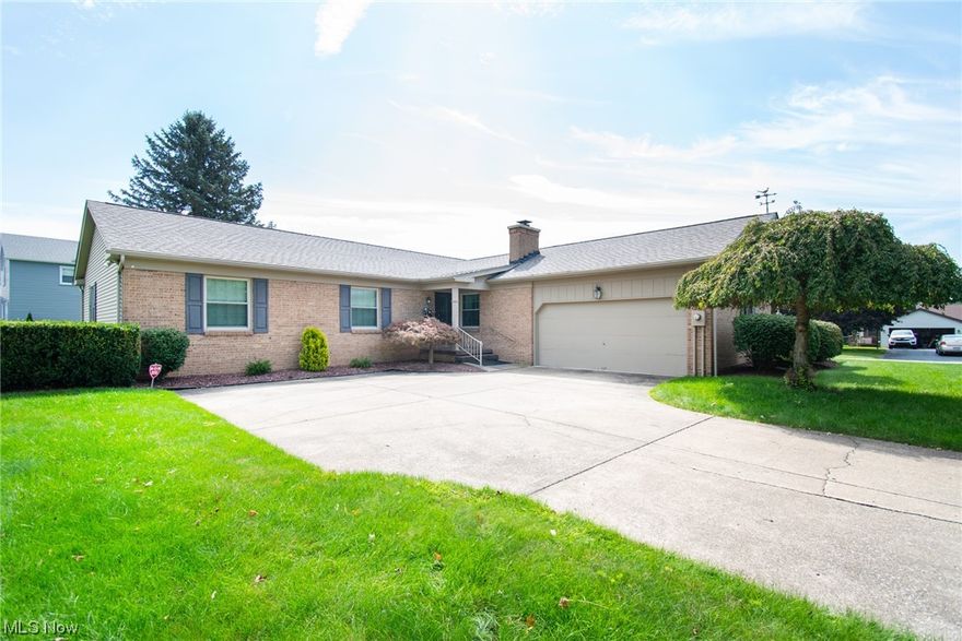 Don't Miss Out On This Beautiful 3 Bedroom 2.5 Bath Home In The Heart Of Canfield Township. This Charming Ranch Home Sits On A Spacious Corner Lot And Has So Much To Offer! As You Enter The Home You Are Greeted By A Spacious Great Room That Sets The Tone For The Home. With It's Open And Inviting Atmosphere, It's The Perfect Place For Entertaining Guests. The Great Room Seamlessly Flows Into The Living Room Creating A Warm And Cozy Space For Gathering And Enjoying Quality Time. Adjacent To The Living Room Is The Dining Room, Which Adds A Touch Of Elegance To Your Home. It's The Ideal Spot For Hosting Dinner Parties Or Enjoying Family Meals. The Semi Open Floor Plan Allows For Easy Interaction Between The Dining Room, Living Room, Great Room, And Kitchen. The 4 season Sun Room Features  Beautiful Knotty Pine Walls And Ceiling. The Unique Grain Patterns And Knots In The Wood Create A Unique Look That Compliment Various Interior Design Styles. Downstairs You Will Find A  Finished Lower Level With A Built In Desk And Work Station, Laundry Room, And Small Set Up For Home Salon. Too Many Opportunities To Miss Out On This Spectacular Home.  Area New Roof August 2023. New A/C 2020. New Windows 2015. Sump Pump 2015. Seconds from Applewood Swim Club, Restaurants, and shopping.