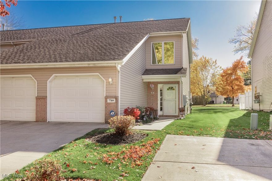 Welcome home to 7709 Brandywine Creek #401! The first floor is an open floor plan with a generous sized living area featuring a gas fireplace and sliders to a private patio. The kitchen is complete with all appliances and a convenient breakfast bar. Completing the first floor is a half bath, laundry room, and access to the 1 car attached garage. The second floor offers  2 spacious bedrooms with a full bath. The master bedroom has a large walk-in closet. The second bedroom includes 2 closets and a storage room. Minutes to the freeway, turnpike, schools, and shopping.