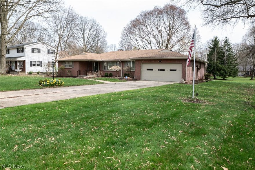 Welcome to this charming, quality built (one owner home) all brick ranch, located on a dead end street in a neighborhood of lovely homes.  Features include a large eat-in kitchen offering all appliances, newer flooring, lots of storage, pantry and easy access to the first floor laundry (washer/dryer stay), half bath and first floor office; spacious  living room and dining room (table and chairs can stay) with crown moldings, cozy family room with gas fireplace opens to a 4-season Florida room with vaulted ceiling, shelving and overlooking the patio and backyard. The master bedroom has an updated bath with shower and small soak tub and a large closet.  Two additional bedrooms and full bath complete the first floor. The full basement has been recently waterproofed (2025 by Ka-Ron) with a transferable warranty; sump pump and new glass block windows; boiler new in 2017. The window A/C's will stay and many household items are negotiable. Over half acre lot with scenic backyard.   A Home Warranty is included.  Don't miss the opportunity to make this one yours!