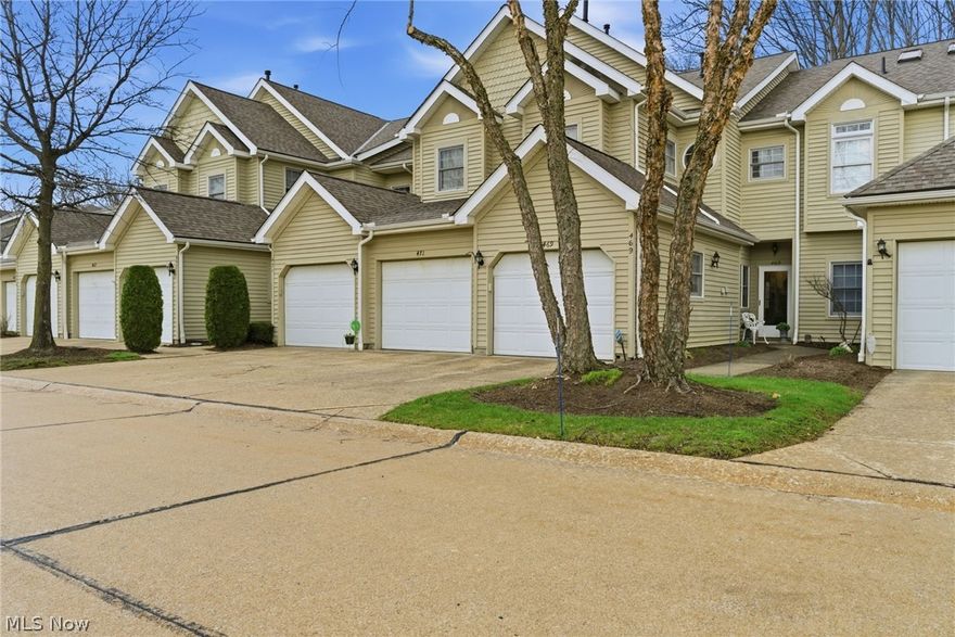 Looking for low maintenance, one floor living near the SOM/Mayfield corridor?  Stunning two bedroom, two bathroom ranch condo in the sought after and gated Woodhawk community. Enjoy resort style amenities like tennis, exercise/fitness, clubhouse, pool and 24 hour security. Step inside to an open concept design that offers a spacious dining area and a lovely great room with gas fireplace overlooking nothing but forest.  The chef in you will love the spacious eat-in kitchen with newer appliances and granite counters.  Sip your morning coffee on the private patio enjoying the trees and sounds of birds.  Head down the hall and open your french doors to a spacious primary bedroom featuring an ensuite full glamour bath with ceramic tile floors, and a walk in closet.  The second bedroom boasts lots of natural light. You'll find the updated full bath with tub adjacent, just off the hall. The laundry room with storage closet is conveniently located steps away. An attached one car garage with built in cabinets takes care of all your storage needs. Enjoy easy living convenient to shopping, healthcare, restaurants and freeways. Schedule your private showing today!  This beauty won't last!