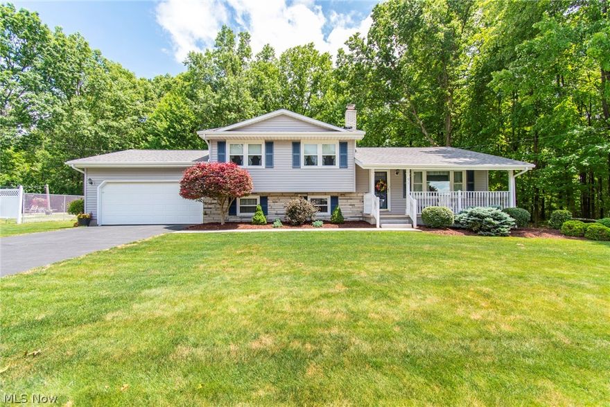 Meticulously maintained, neutral decor and very spacious best describes this 4 level split level.  Amazing backyard ...wooded plush landscaping...very peaceful and quiet. Inside, new furnace (2023) Updated electrical panel by Lyons Electric (2023) HWT (2020) Newer garage door, roof, vinyl siding, vinyl windows, SS appliances, sliding door to the deck. New wood deck flooring. Newer front sidewalk and steps to the nice covered porch.  Basement professionally waterproofed by Ohio State, warranty will transfer, also covers sump pump, battery backup.  Definite must see.  Won't last!!
