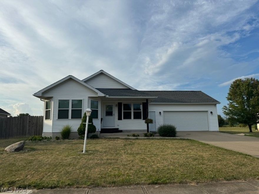 Check out this 2004 Ranch home on cul-de-sac street and see it's unique floor plan. 
 Outside enjoy the privacy fence, patio & front porch.  Amenities include newer furnace and AC (approx 5 years old) a reverse osmosis system and replacement windows (approx 7 years ago.) The kitchen with island is fully equipped with all appliances included.  The first floor laundry with sink is conveniently located near the bedrooms.  The master bedroom has a large bathroom with walk-in shower and jetted tub.  Finally, there is a bonus room that can be used as a 2nd living space, perfect for an office, craft or game room.  The large basement is under most of the home, with a cement crawl space under the bonus room.  Immediate possession.