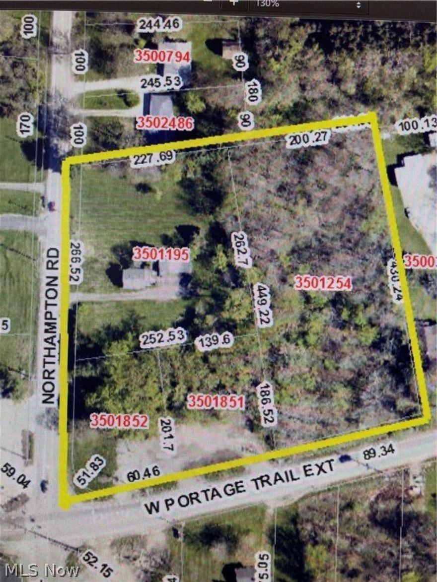 Corner of Portage Trail and Northampton Rd. Over 430 ft. frontage on both streets...Over 4 Acres... Zoned Commercial (MU-1) 4 parcels includes 1867 Northampton Rd...No value in house...