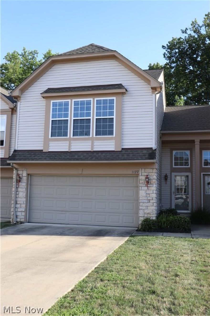 Beautiful 3 bedroom, 2 story townhouse in much desired New Hampton of Broadview Heights. Lots of privacy with a double patio, wooded backyard and lots of greenspace. Nice-sized eat-in kitchen comes with a stainless steel refrigerator, gas stove, microwave and dishwasher (dishwasher doesn't work). The spacious great room off the kitchen is ideal for entertaining! The oversized master suite has a full bathroom and a large walk-in closet. There are 2 additional bedrooms and another full bath. Convenient 2nd floor laundry/utility room. Water heater is new. 2 Car attached garage! The residents of the New Hampton Development can enjoy the pool, the playground and the walking trails! Needs 24 hour notice required to show