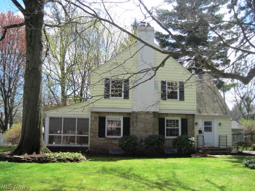 Quaint home and property on quiet street in convenient location.  Formal living room offers wood-burning fireplace, wall of built-ins, gleaming hardwood floors, and leads to screened-in sun porch with outdoor access.  Formal dining room features built-in corner cabinet, crown/chair molding, and hardwood flooring.  Kitchen with oak cabinetry and all appliances.  Family room with French doors to back yard.  Second level includes three bedrooms with hardwood floors, one with three closets, and main bath.  Finished basement.  Two car, detached garage.  Large, fenced level yard.