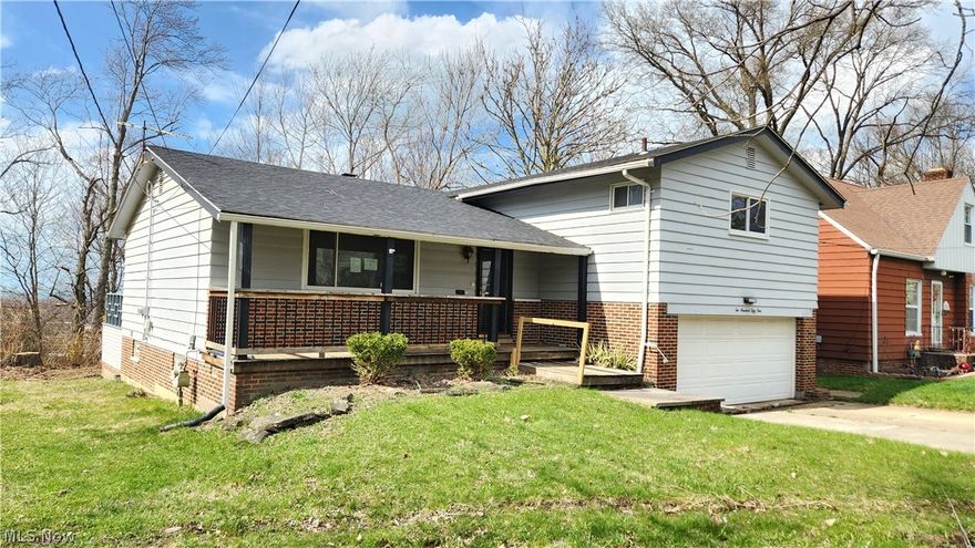 Great opportunity in Euclid with a hilltop view of the city. Three bedrooms (All upper level) and two full (Both upper level) and one half bath (main level). Has a partially finished basement, attached two-car garage, front porch, and tiered back deck. Property is HUD owned and is being sold "As-Is" without any guarantee or warranty by seller. Buyer to assume all repairs per the Seller. Buyer to assume all violations if any. Buyer to reimburse listing agent for the cost of the city POS inspection and assume any/all violations as part of closing. It is FHA financing "IE" (Insured with Escrow). Please visit Raine and HudHomeStore websites for more info and property disclosure data (like LBP, PCR, Radon, Mold, etc.).