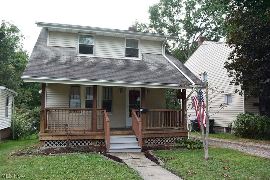 Super clean!  Beautiful 3 bedroom colonial!  Value +!  Great front porch!  Gorgeous refinished hardwood floors, freshly painted interior, updated kitchen with stove, microwave and New refrigerator!  New glass block windows, replaced windows and large backyard with shed.  There are 3 window A/C included