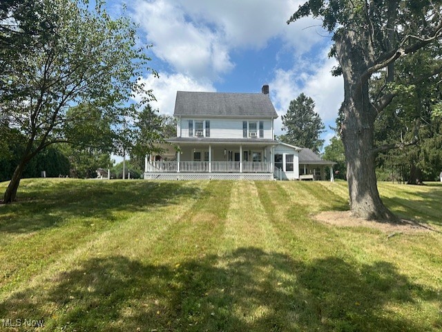 One of a kind home on 5 private acres! What a beautiful location!! 5 acres surrounded by trees. Tranquil, country location yet close to everything! The expansive, covered wrap around front porch offers a place to relax or to entertain friends. The first floor flows from living room to dining room and opens to the kitchen. Plenty of windows bring in the sunshine and allow for wonderful views to the amazing property. 3 bedrooms located on the second floor and a 4th bedroom located on the finished 3rd floor. The enclosed porch offers another space to relax, play or entertain. The basement has loads of storage including a shower and a large jet tub. Plenty of room in the garage for your cars AND hobbies. 3 bays on the driveway side and additional bay at the back of the property. Some updates include new roof and windows (1992-1995). The possibilities are endless with this beautiful home and property!