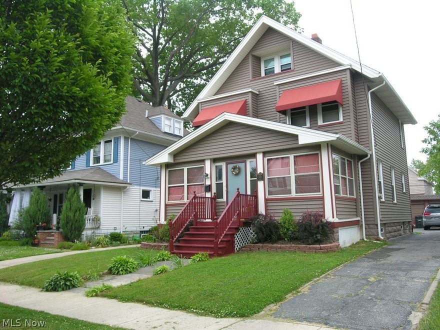If you are looking for that old world charm of big 10 inch wide crown molding and gorgeous woodwork with fabulous built ins this is it! Generous room sizes! 3 bedrooms on the second floor  and finished third floor suite. Big kitchen with space for a table. Newer vinyl siding and roof 2010. Front  porch is enclosed It also has a cute back porch that overlooks cement patio. Lots of neat features like arched wall to living room, dining room leaded glass cabinets. Wonderful central Lakewood location just a few steps from the bus line, walk to  the New YMCA, Lakewood's vibrant downtown with restaurants close to the new Lakewood library, Lakewood Park and the metro parks! All appliances included!!!
