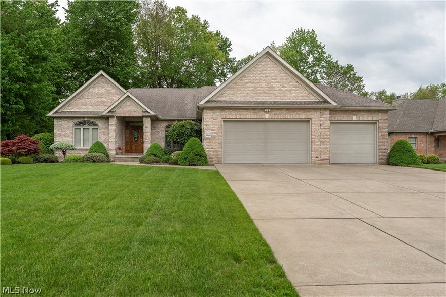 Welcome home to this METICULOUSLY maintained custom-built, solid, all-brick ranch home that has been well-loved and cared for by its original owner! This home sits on a 1/2 acre lot and the 6th tee box of the beautiful Chenoweth Country Club Golf Course! This ranch features 2,545 sq ft. of finished space on the main level with 3 spacious bedrooms, 2.5 bathrooms and an insulated 3-car garage with 9-foot ceilings! This home is a solid build with 7/8-inch custom trim, solid six-panel doors, and so much more that will wow you! Stepping in through the front door, you will love the great room's 12-foot vaulted ceilings with a Velux skylight which brings in tons of natural light. The double-sided gas fireplace leads you into the 4 seasons sunroom to enjoy all-year round. The eat-in kitchen offers tons of custom cabinetry, plenty of counter space, an island, a pantry, appliances including a double oven, and an area for a breakfast nook with a large window viewing the golf course. The master bedroom has two closets leading into the bathroom featuring a shower, jacuzzi tub with waterfall faucet and double sinks. The other two bedrooms are great sizes separate from the master suite and share another full bathroom with double sinks. The first-floor laundry comes with a built-in ironing center and half bath making this home full first-floor living! Downstairs, the 12-foot course, 12-inch block unfinished basement gives a buyer more than enough space to finish to their liking and still have plenty of storage space! The outside area features a relaxing stamped patio overlooking a full green yard with an 11-zone irrigation system and a backyard fountain. Some updates include double tank water softener (2018), sump pump with alarm (2022), HWT (2022), roof (2014), black KitchenAid black French-door fridge (2022), and WiFi Thermostat. Don't miss your chance to see this well-built home in a beautiful neighborhood! Schedule a showing and make this home yours today!