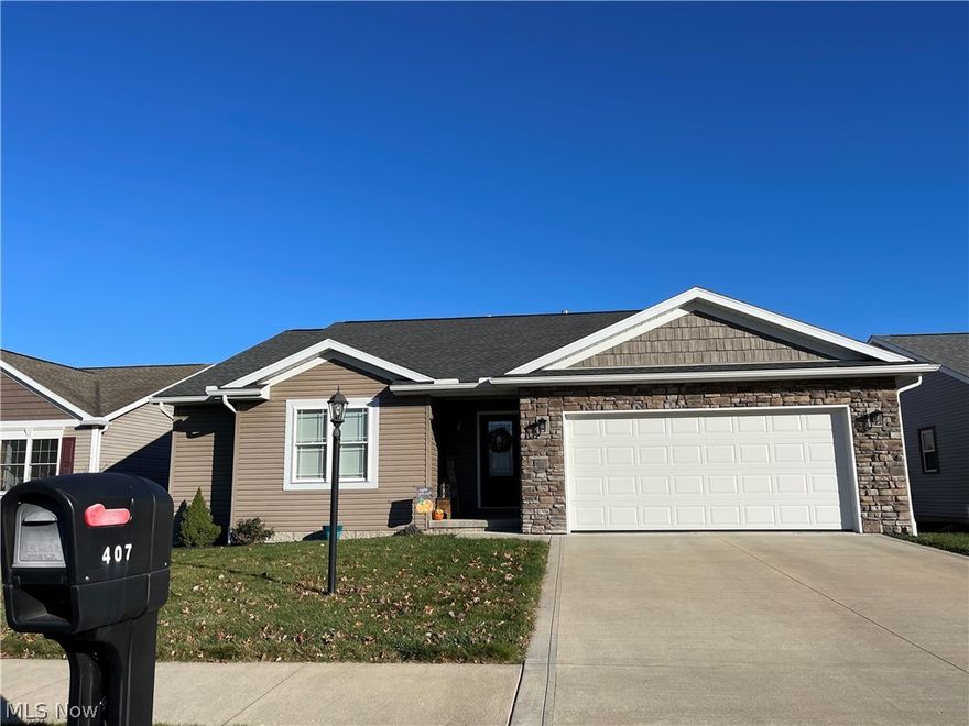 Newer build 3 Bdrm 3.5 bath ranch home in desirable neighborhood.  Main level features open living kitchen room, master suite, 2 bdrms with jack and jill bath, half bath and laundry room.  Living room leads out to back deck with fenced in yard.  Basement is partially finished with family room and bar area as well as another full bath.  Lots of storage.  All kitchen appliances stay