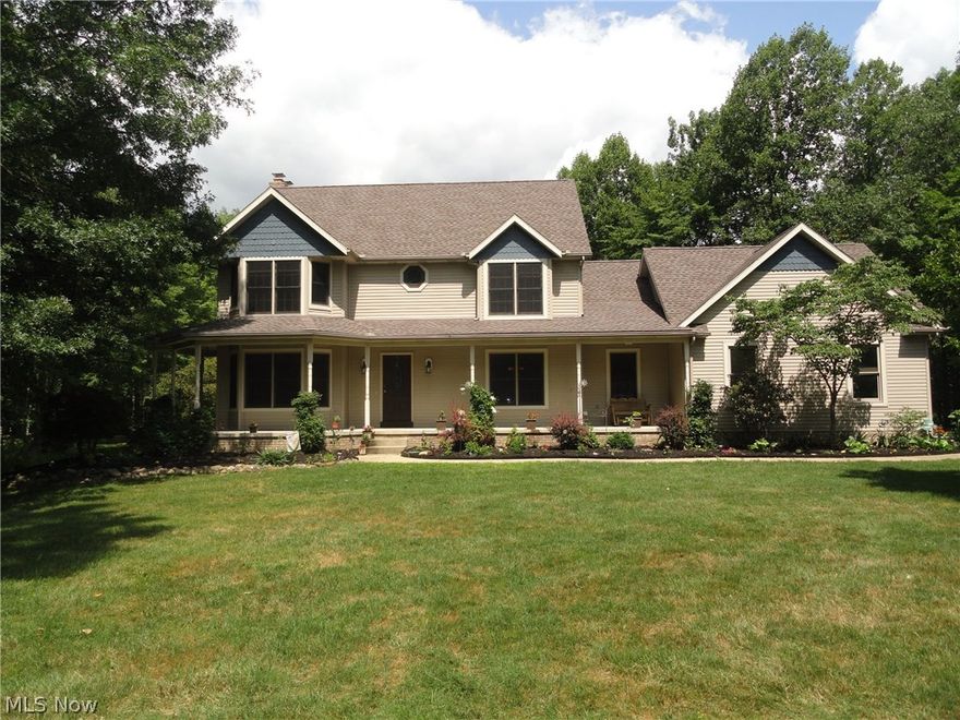 Custom built Colonial on 1.8 acres in pristine condition. Neat and clean, open and bright, carefully maintained by original owner. Foyer entry with hardwood floors and open staircase to the second floor. Formal living room with bay window opens to the family room with wood burning fireplace. Formal dining steps into the beautiful kitchen with large dining area plus breakfast bar, built in desk, quality oak cabinets, and newer appliances. It also has a bay window and sliders leading to the deck porch and overlooking the incredible private park like backyard. New carpet on the second floor, spacious master suite with bay window, double closets, private bath with new quartz counter and double sinks, new floor, jetted tub plus separate shower. The 24x12 bonus room is an unfinished room over the garage with operable skylights and a dedicated staircase could make a nice 4th bedroom or extra living space.New carpet on lower level too where you'll find a spacious rec room with wood burning fir