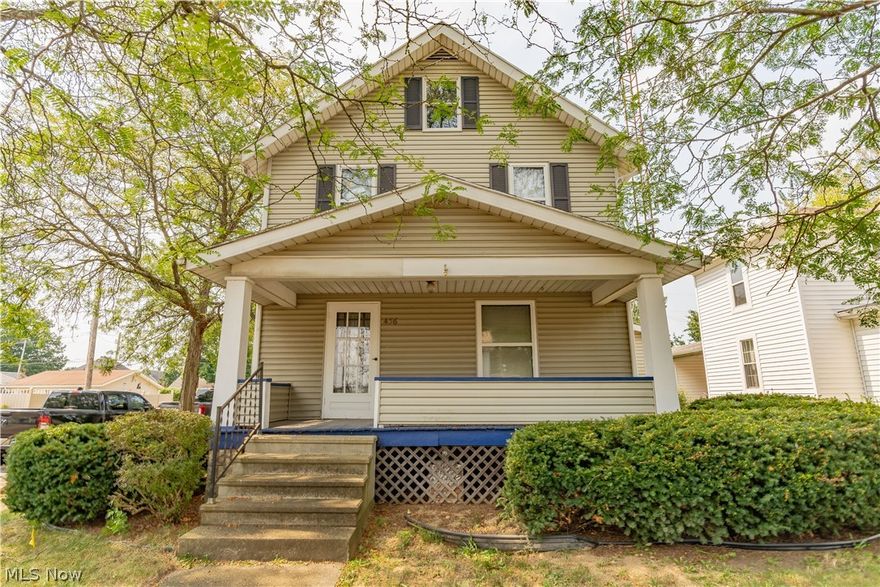 Nice older home in need of some TLC. This home has nice size living and dinning room with dark hardwood floors. There is 1 full bath on main floor recently remodeled  with a office space or possible 4 bedroom. Second floor has 3 nice size bed rooms and a second full bath. Laundry area is in the basement. This home has a big front porch on a quit street and a small back yard. Has a one car shared garage witch is in need of repair.  Home is being sold to settle estate. Being sold 'as is' Cash or conventional loan only.
.